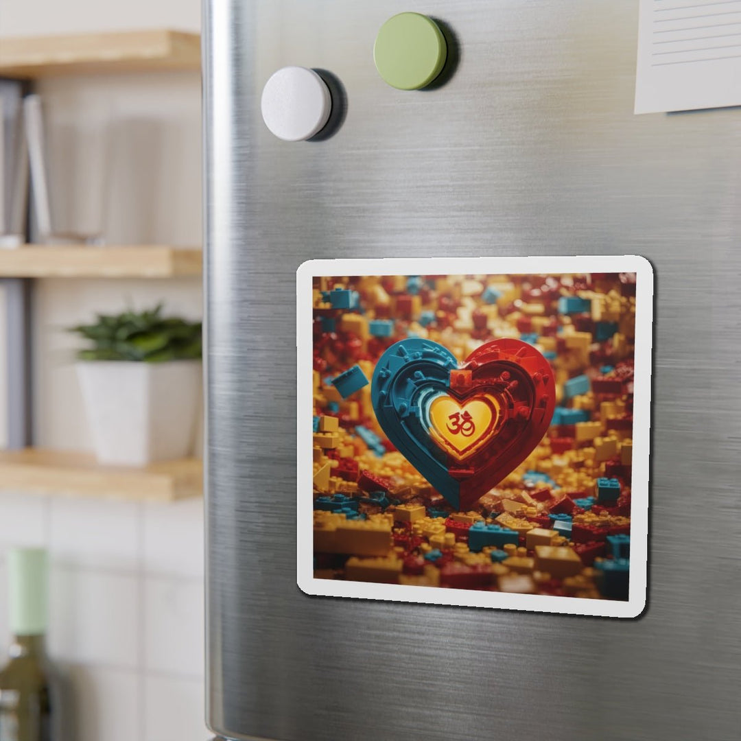 Lego Om Heart - Die-cut Magnet - Home Decor - g(0D·IO) - 6 × 6" - Die-Cut - 1 pc