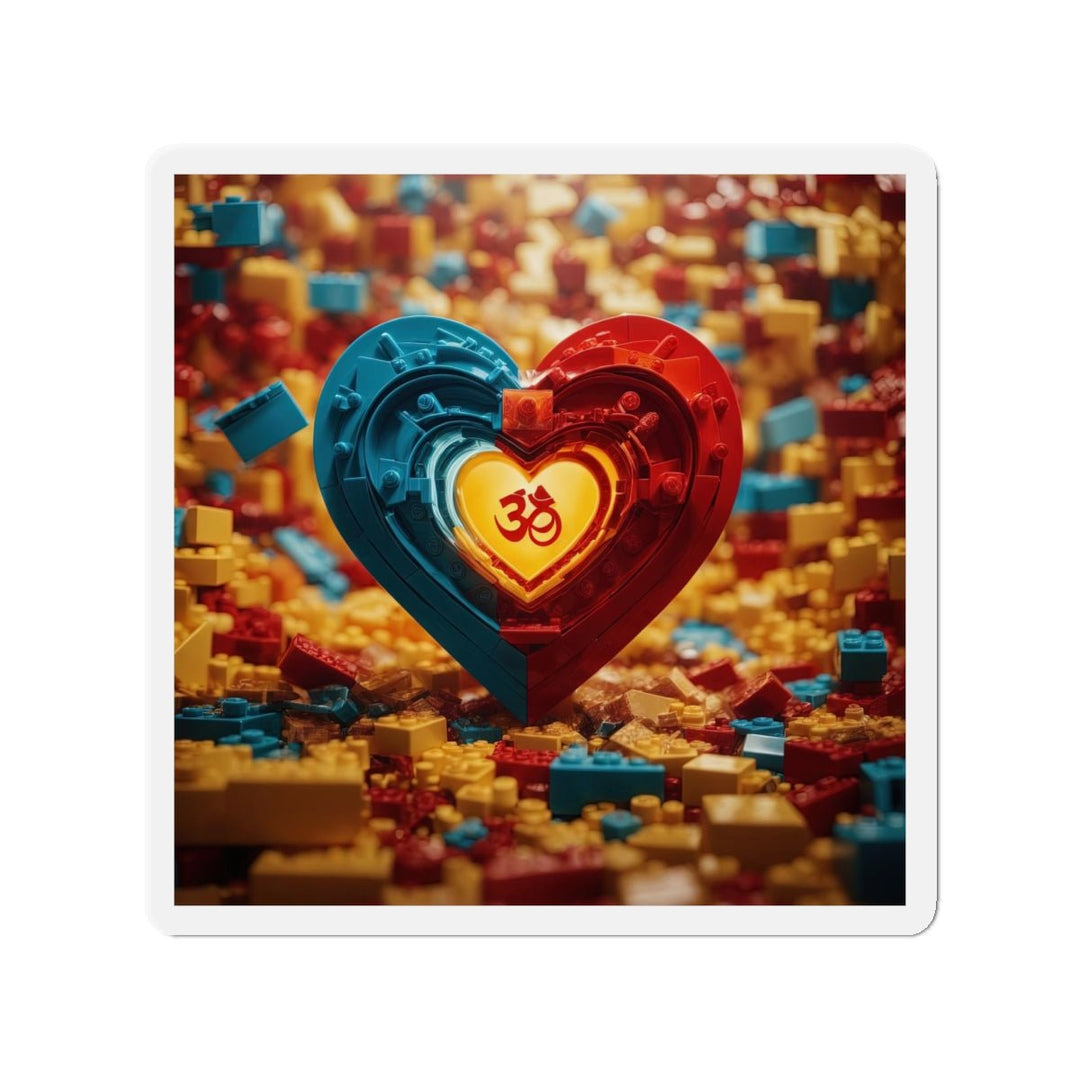 Lego Om Heart - Die-cut Magnet - Home Decor - g(0D·IO) - 4" x 4" - Die-Cut - 1 pc