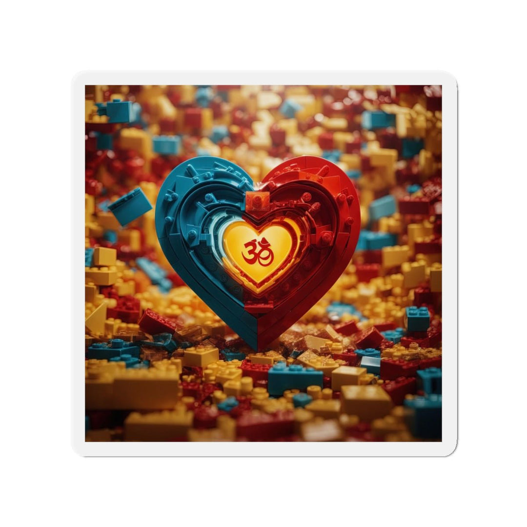 Lego Om Heart - Die-cut Magnet - Home Decor - g(0D·IO) - 5" x 5" - Die-Cut - 1 pc