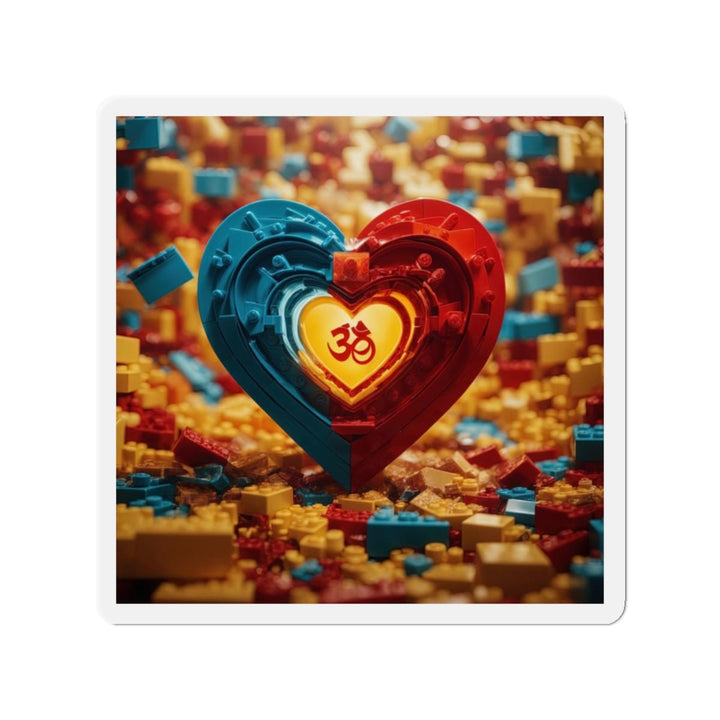 Lego Om Heart - Die-cut Magnet - Home Decor - g(0D·IO) - 2" x 2" - Die-Cut - 1 pc
