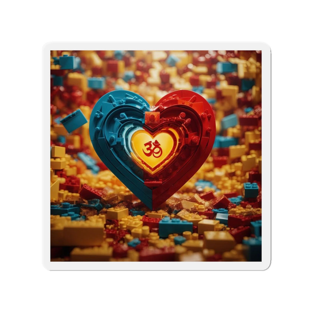 Lego Om Heart - Die-cut Magnet - Home Decor - g(0D·IO) - 3" x 3" - Die-Cut - 1 pc
