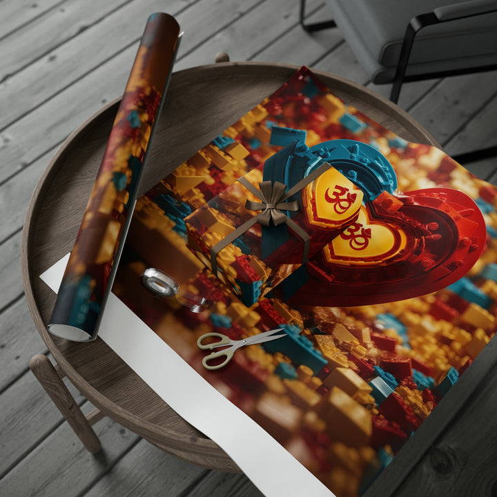 Lego Om Heart - Wrapping Paper - Home Decor - g(0D·IO) - 30'' x 72'' - Matte -