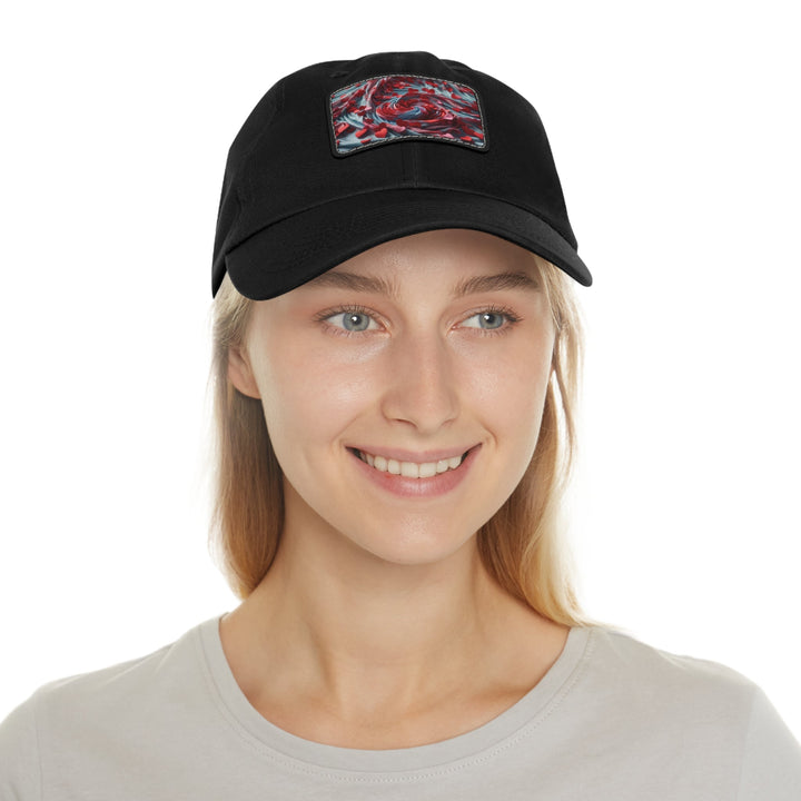 Love Swirl Elegance - Dad Hat - Hats - g(0D·IO) - White / Black patch - Rectangle - One size