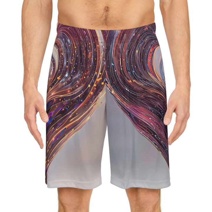 Luminous Swirling Heart - AOP Basketball Shorts - All Over Prints - g(0D·IO) - Seam thread color automatically matched to design - XS -