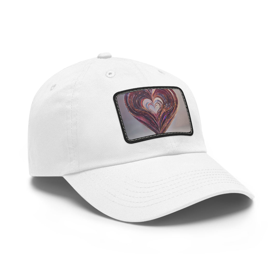 Luminous Swirling Heart - Dad Hat - Hats - g(0D·IO) - White / Black patch - Rectangle - One size