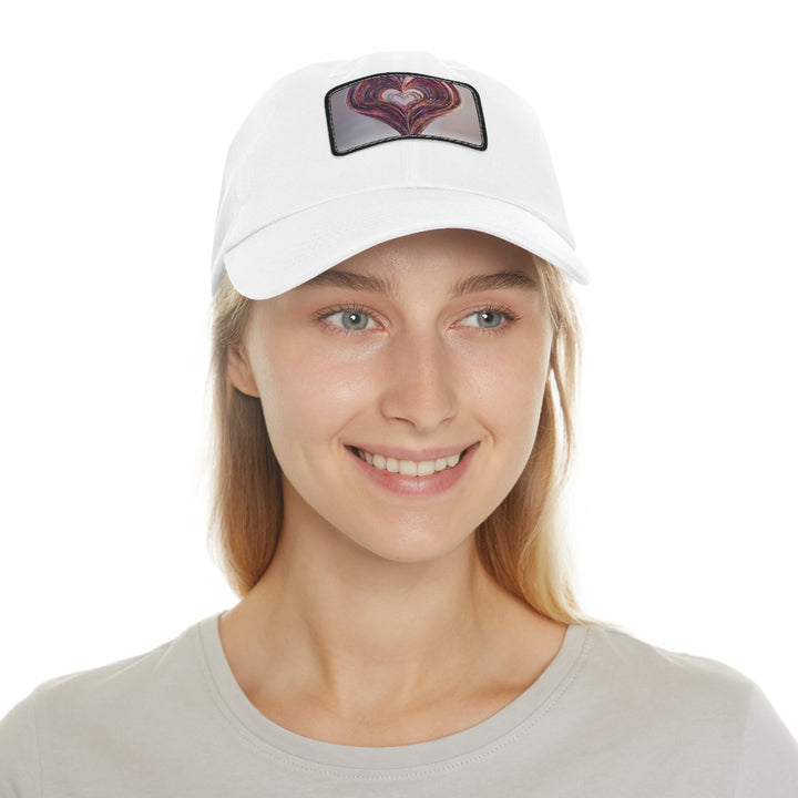 Luminous Swirling Heart - Dad Hat - Hats - g(0D·IO) - White / Black patch - Rectangle - One size