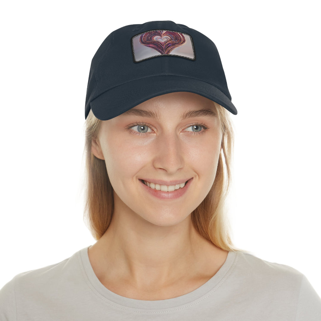 Luminous Swirling Heart - Dad Hat - Hats - g(0D·IO) - White / Black patch - Rectangle - One size