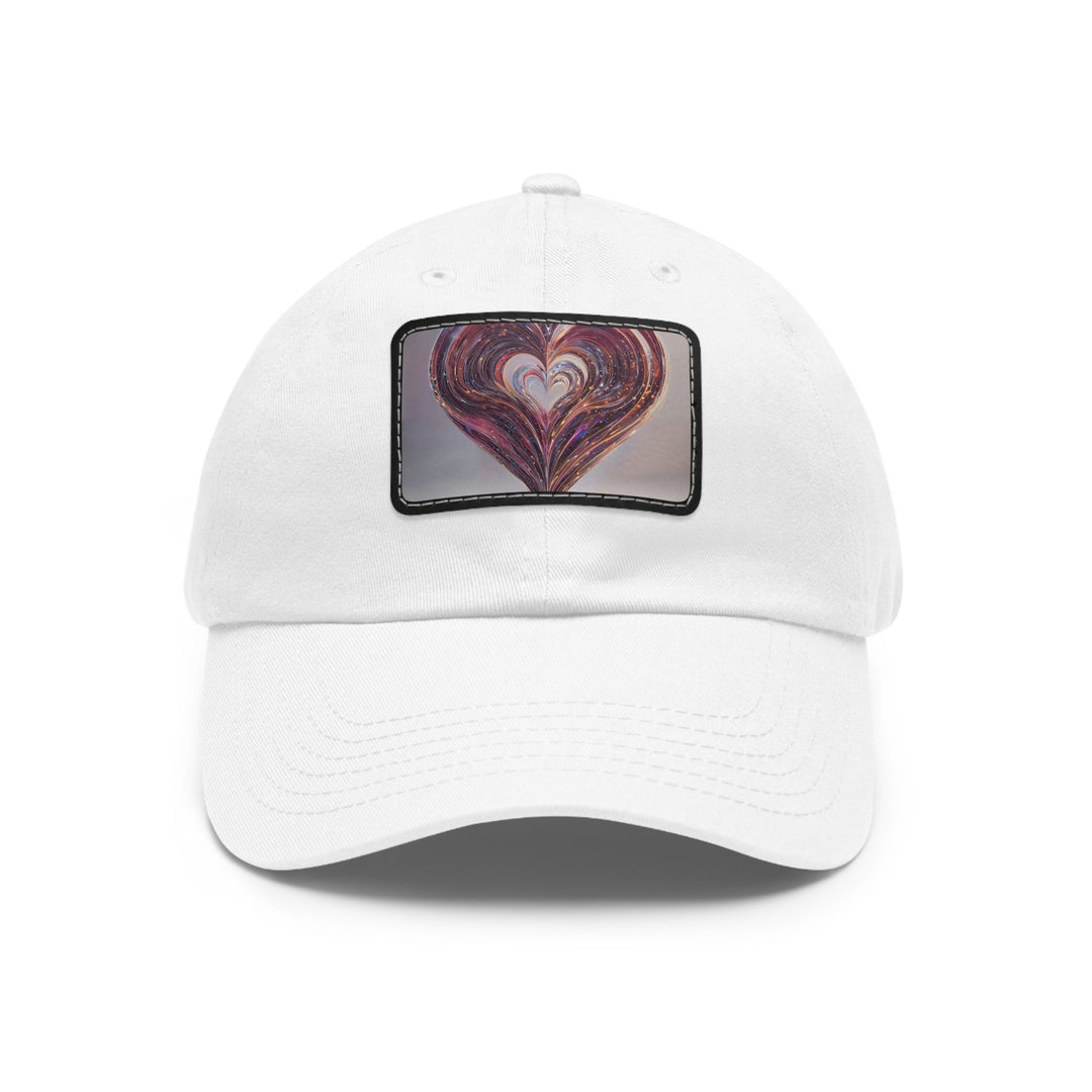 Luminous Swirling Heart - Dad Hat - Hats - g(0D·IO) - White / Black patch - Rectangle - One size