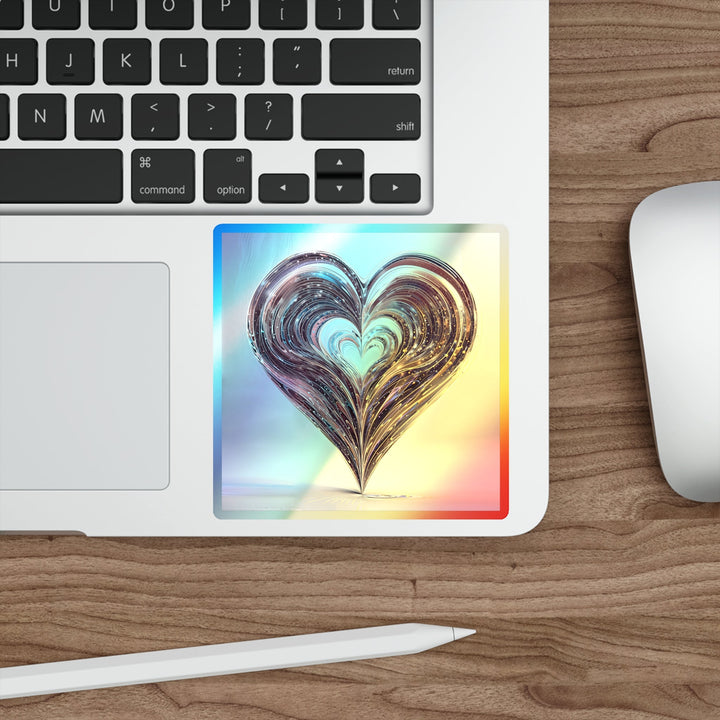 Luminous Swirling Heart - Holographic Die-Cut Sticker - Paper products - g(0D·IO) - 5" × 5" - Die-Cut - Holographic