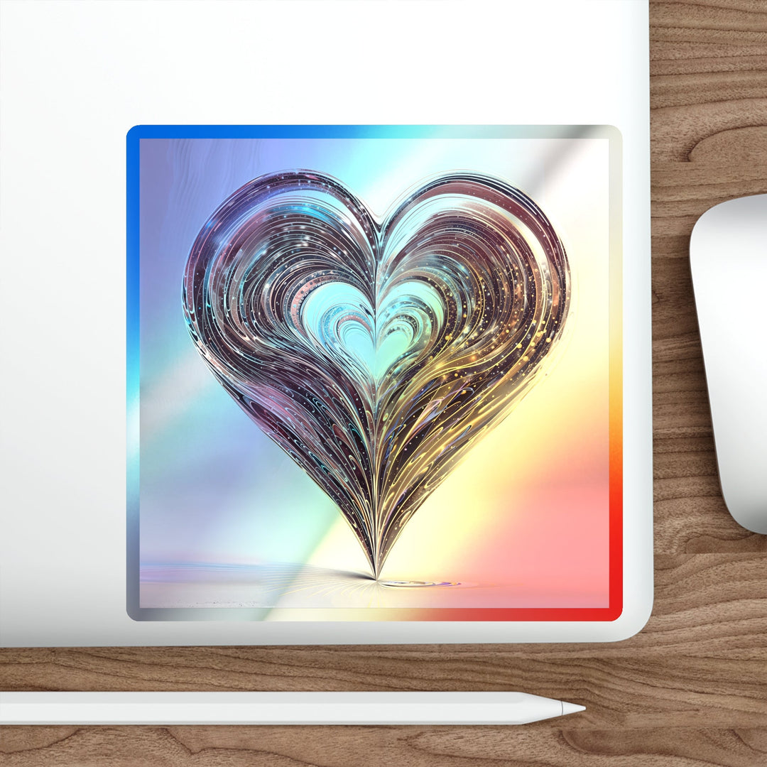 Luminous Swirling Heart - Holographic Die-Cut Sticker - Paper products - g(0D·IO) - 5" × 5" - Die-Cut - Holographic