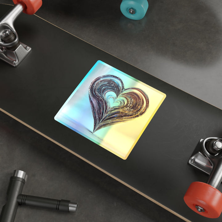 Luminous Swirling Heart - Holographic Die-Cut Sticker - Paper products - g(0D·IO) - 5" × 5" - Die-Cut - Holographic