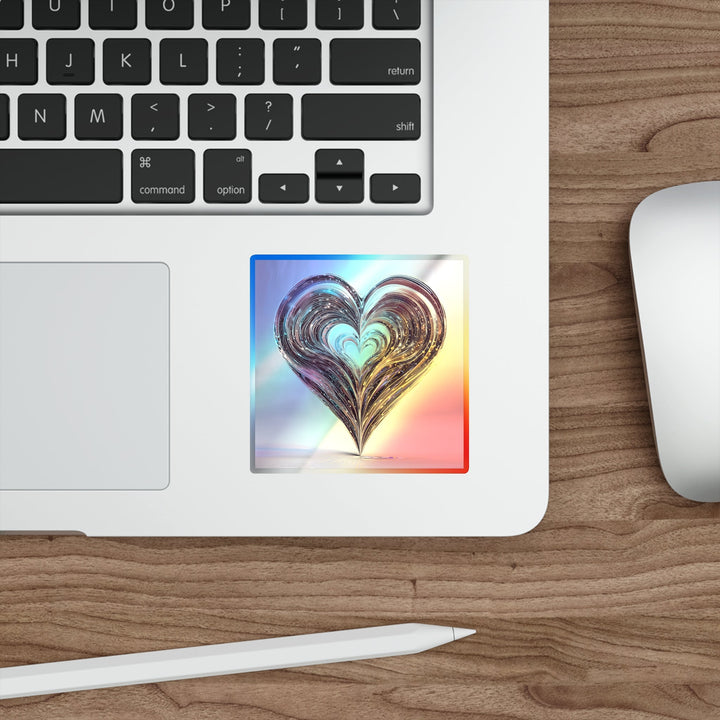 Luminous Swirling Heart - Holographic Die-Cut Sticker - Paper products - g(0D·IO) - 5" × 5" - Die-Cut - Holographic