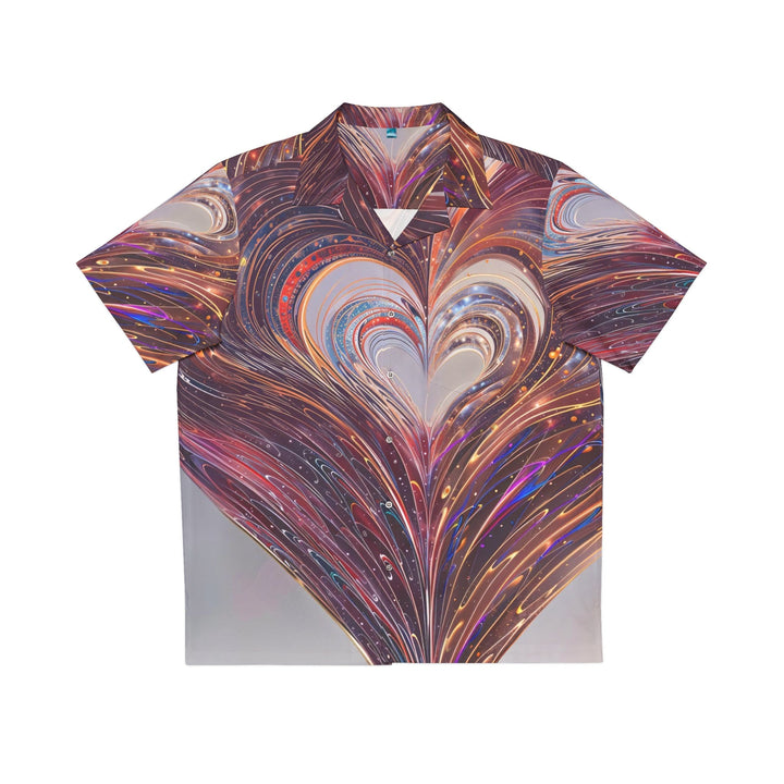 Luminous Swirling Heart - Men's Hawaiian Shirt - All Over Prints - g(0D·IO) - S - White -