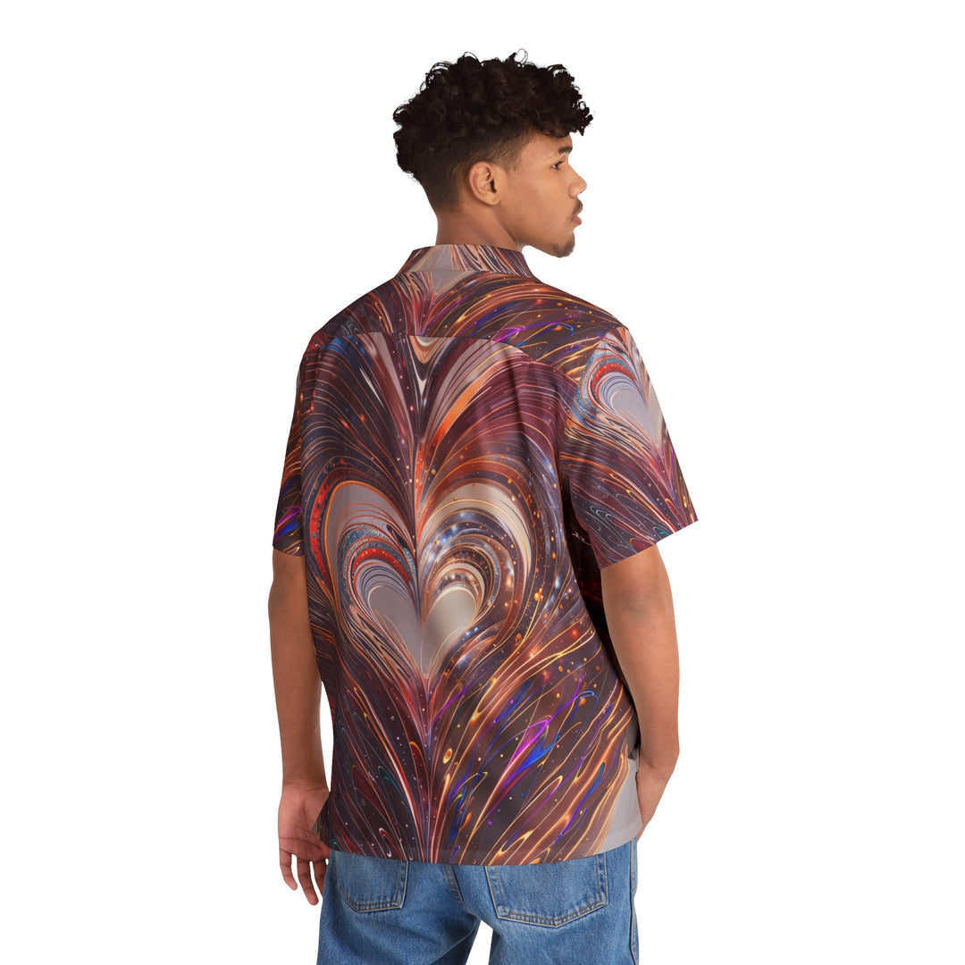 Luminous Swirling Heart - Men's Hawaiian Shirt - All Over Prints - g(0D·IO) - S - Black -