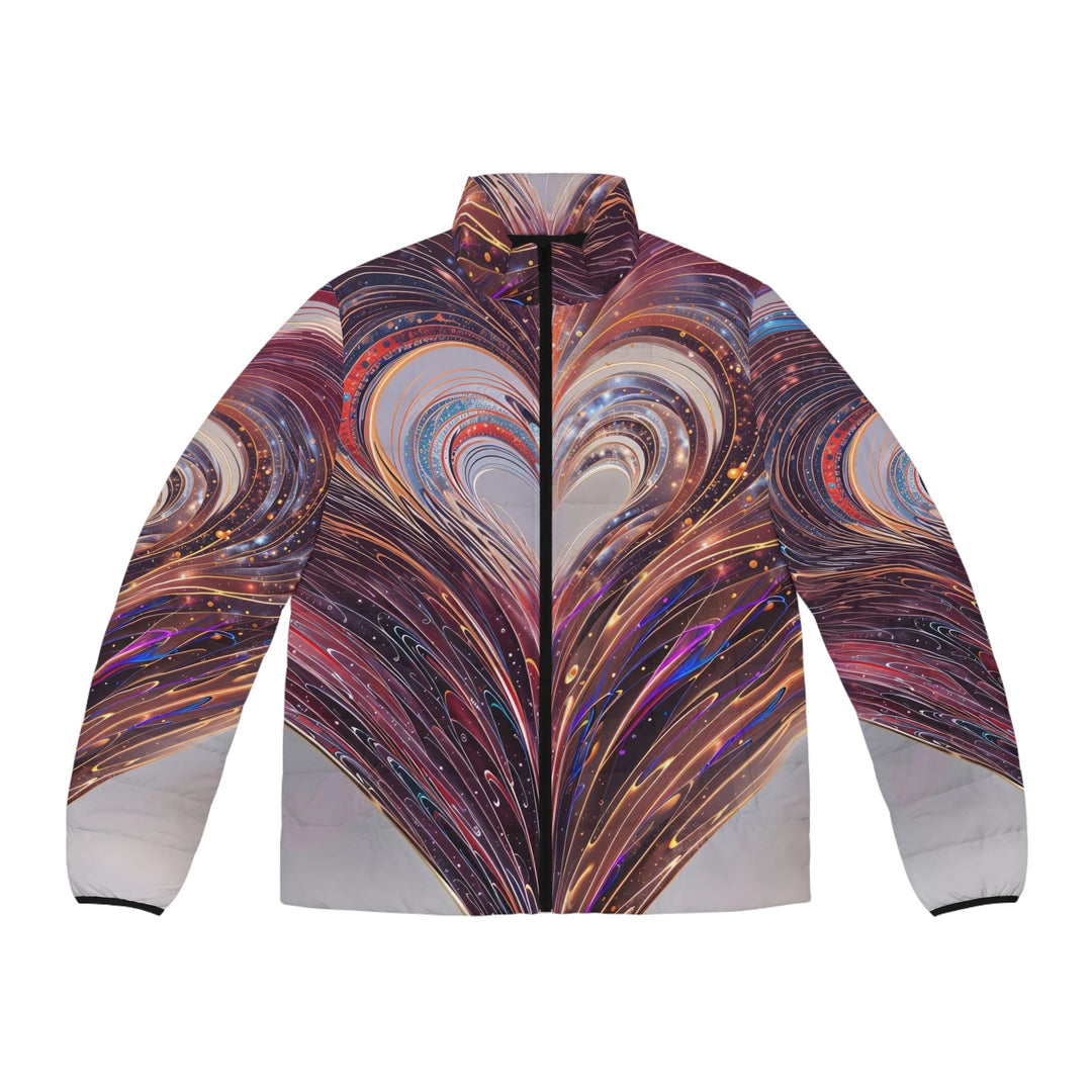 Luminous Swirling Heart - Puffer Jacket - All Over Prints - g(0D·IO) - S - Black zipper -