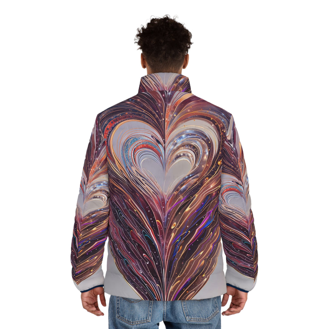 Luminous Swirling Heart - Puffer Jacket - All Over Prints - g(0D·IO) - S - Black zipper -