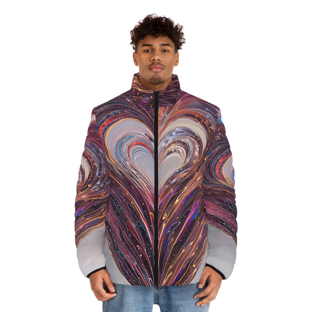 Luminous Swirling Heart - Puffer Jacket - All Over Prints - g(0D·IO) - S - Black zipper -