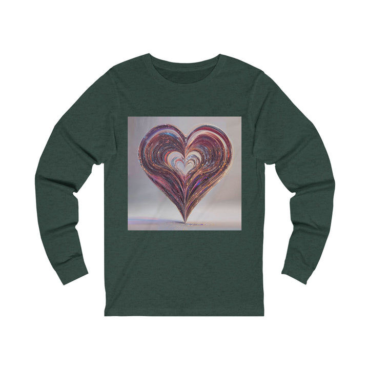 Luminous Swirling Heart - Unisex Jersey Long Sleeve Tee - Long-sleeve - g(0D·IO) - S - Heather Forest -