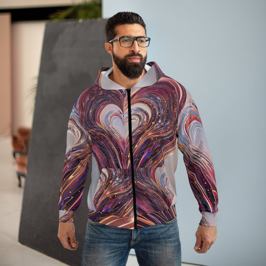 Luminous Swirling Heart - Unisex Zip Hoodie - All Over Prints - g(0D·IO) - XS - -