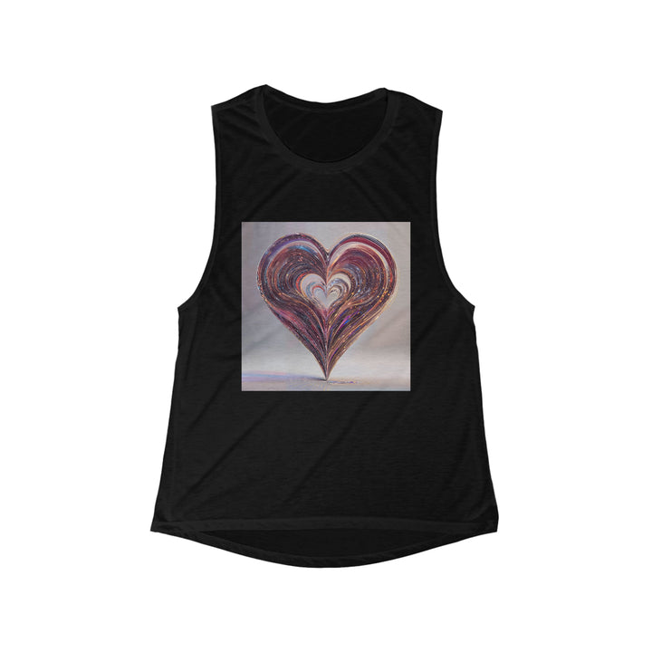 Luminous Swirling Heart - Women's Flowy Scoop Muscle Tank - Tank Top - g(0D·IO) - S - Black -