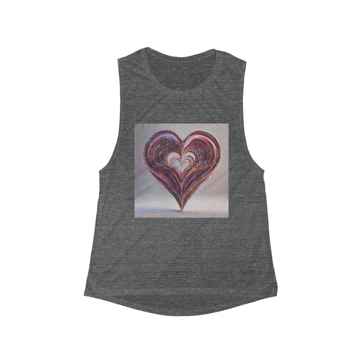 Luminous Swirling Heart - Women's Flowy Scoop Muscle Tank - Tank Top - g(0D·IO) - S - Asphalt Slub -