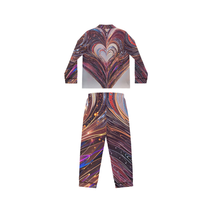 Luminous Swirling Heart - Women's Satin Pajamas - All Over Prints - g(0D·IO) - XS/S - Black -