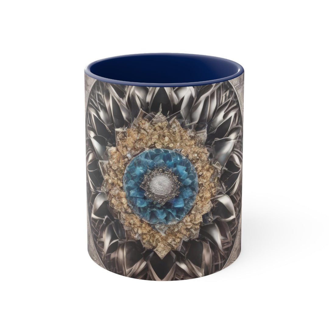 Mandala Geometric Intricacy - Accent Coffee Mug - Mug - g(0D·IO) - Navy - 11oz -