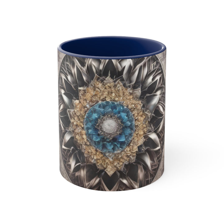 Mandala Geometric Intricacy - Accent Coffee Mug - Mug - g(0D·IO) - Navy - 11oz -