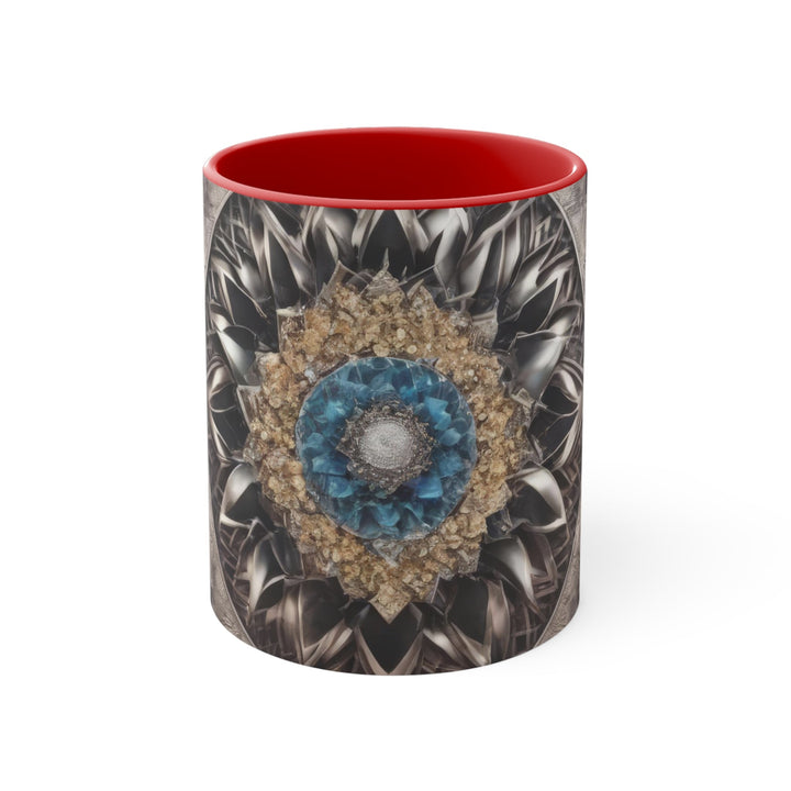 Mandala Geometric Intricacy - Accent Coffee Mug - Mug - g(0D·IO) - Red - 11oz -