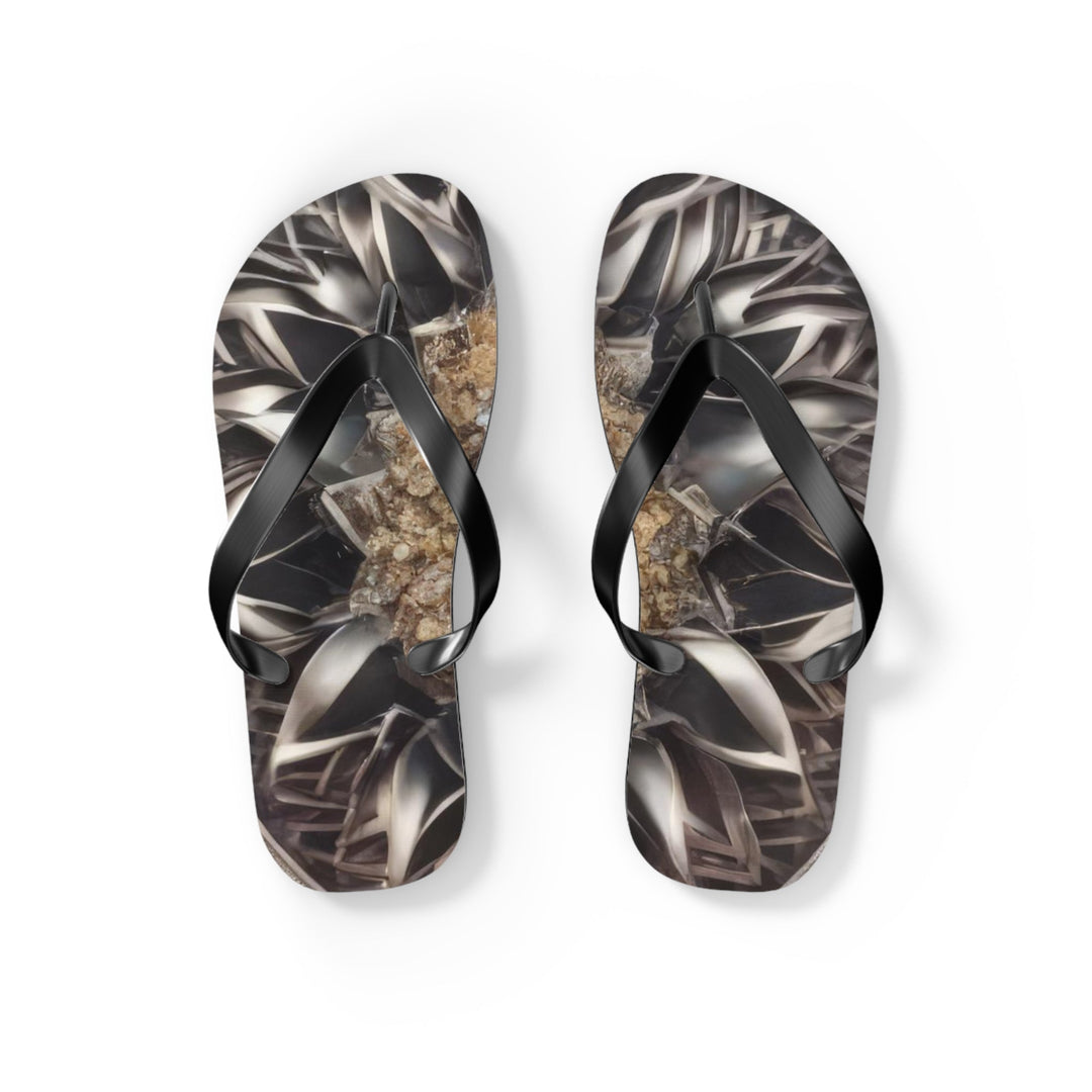 Mandala Geometric Intricacy - Flip Flops - Shoes - g(0D·IO) - S - Black sole -