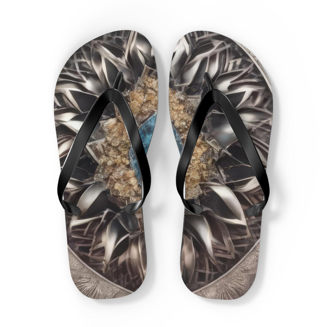 Mandala Geometric Intricacy - Flip Flops - Shoes - g(0D·IO) - XL - Black sole -