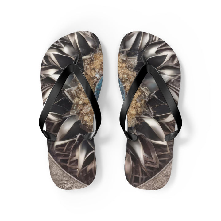 Mandala Geometric Intricacy - Flip Flops - Shoes - g(0D·IO) - M - Black sole -