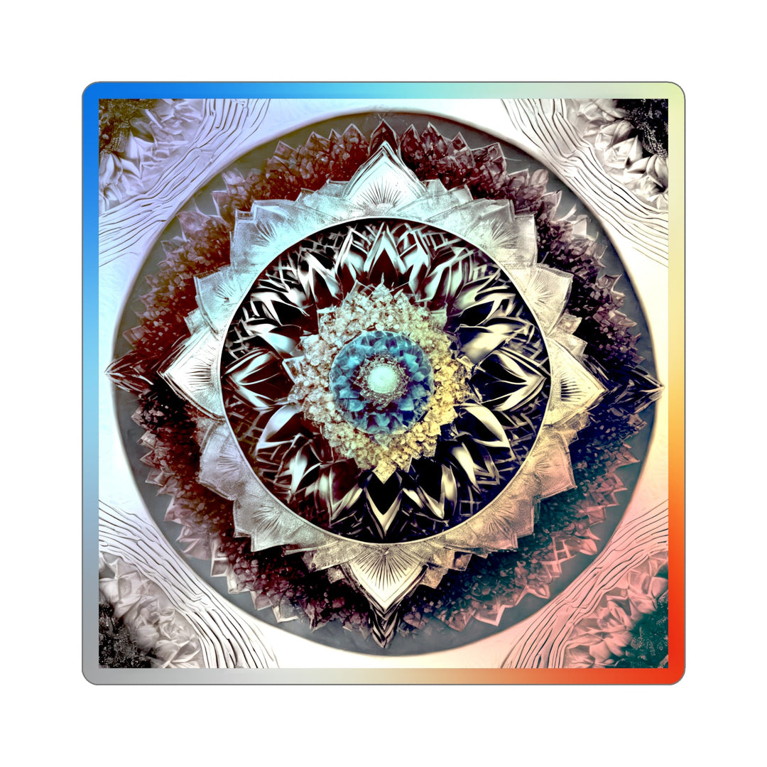 Mandala Geometric Intricacy - Holographic Die-Cut Sticker - Paper products - g(0D·IO) - 3" × 3" - Die-Cut - Holographic