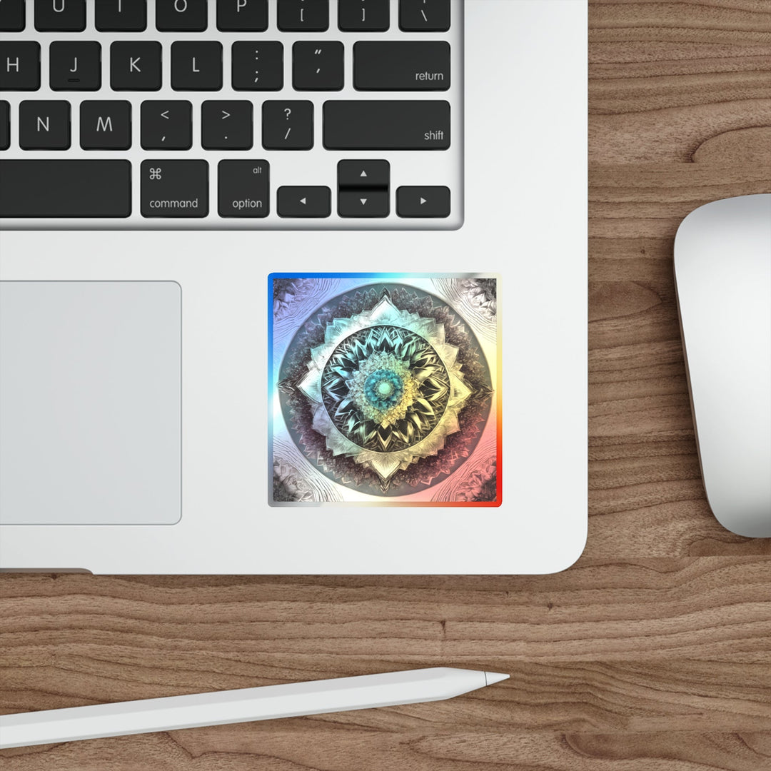 Mandala Geometric Intricacy - Holographic Die-Cut Sticker - Paper products - g(0D·IO) - 5" × 5" - Die-Cut - Holographic