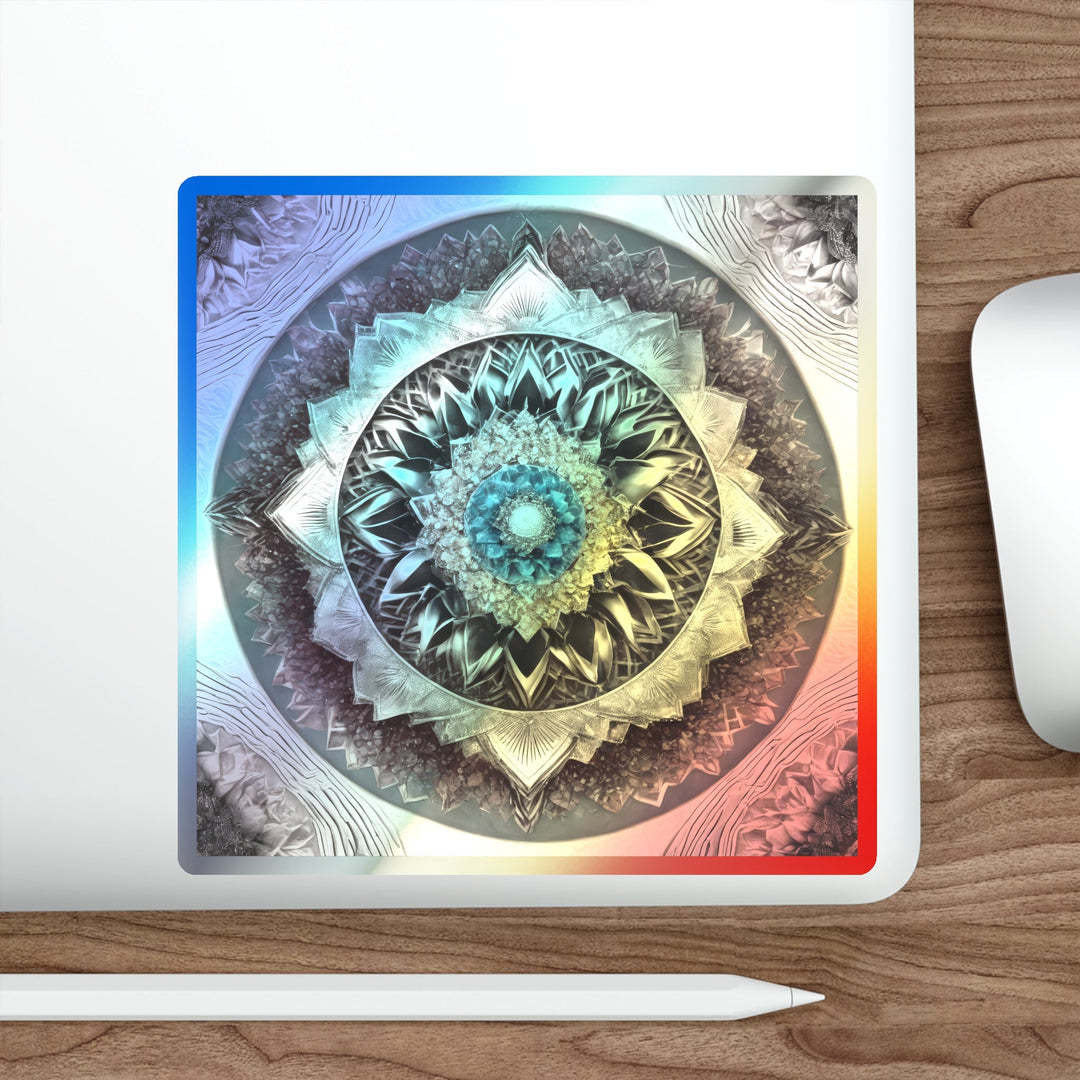 Mandala Geometric Intricacy - Holographic Die-Cut Sticker - Paper products - g(0D·IO) - 5" × 5" - Die-Cut - Holographic