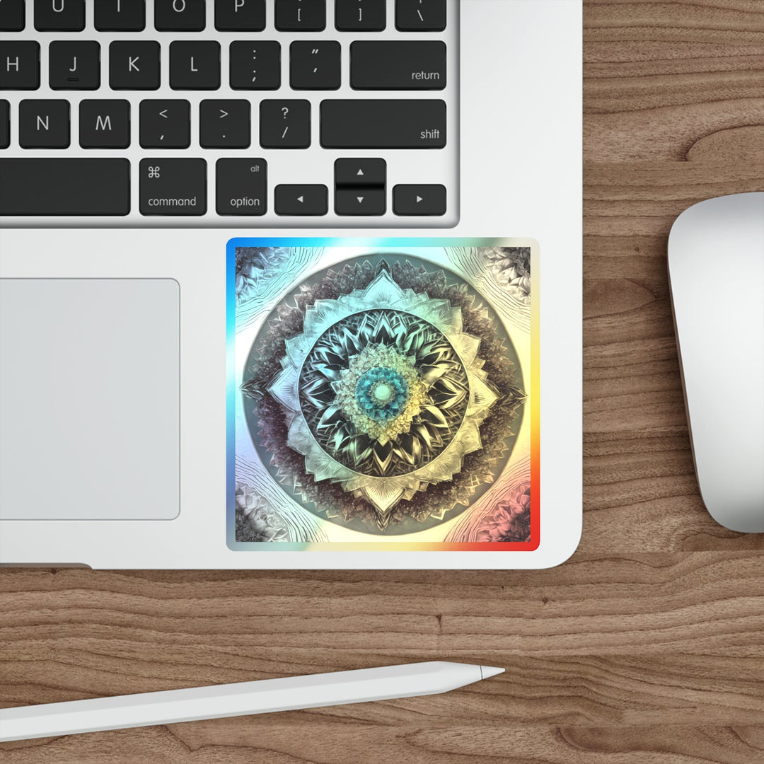 Mandala Geometric Intricacy - Holographic Die-Cut Sticker - Paper products - g(0D·IO) - 5" × 5" - Die-Cut - Holographic