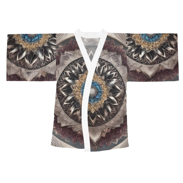 Mandala Geometric Intricacy - Long Sleeve Kimono Robe - All Over Prints - g(0D·IO) - XS - White -