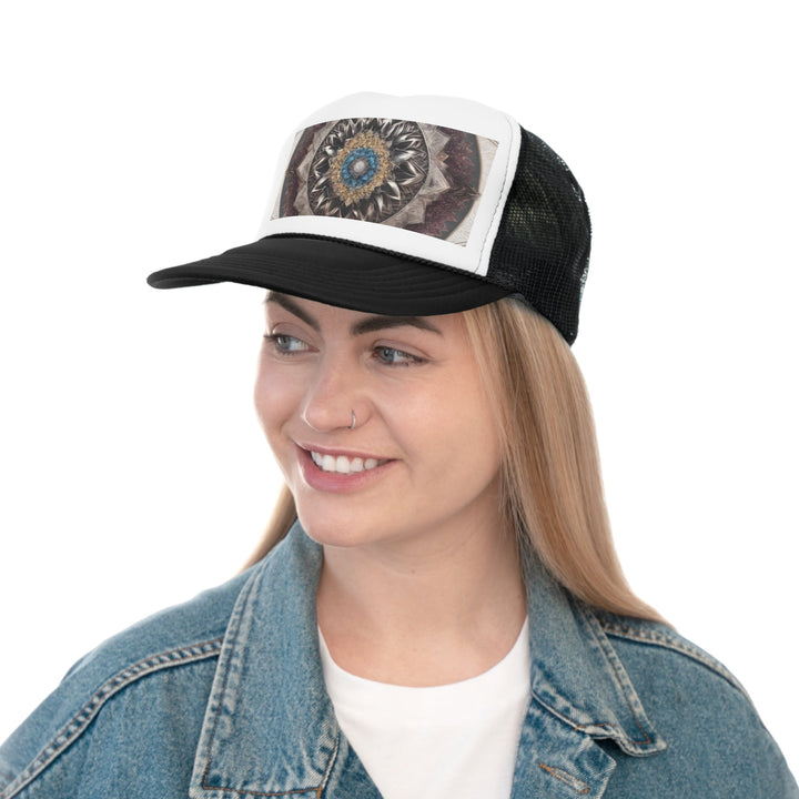 Mandala Geometric Intricacy - Trucker Hat - Hats - g(0D·IO) - Pink - One size -