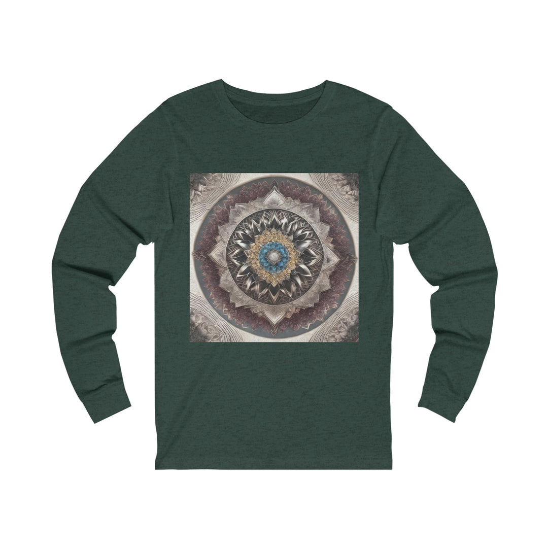 Mandala Geometric Intricacy - Unisex Jersey Long Sleeve Tee - Long-sleeve - g(0D·IO) - S - Heather Forest -