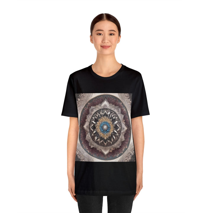 Mandala Geometric Intricacy - Unisex Jersey Short Sleeve Tee - T-Shirt - g(0D·IO) - Black - S -