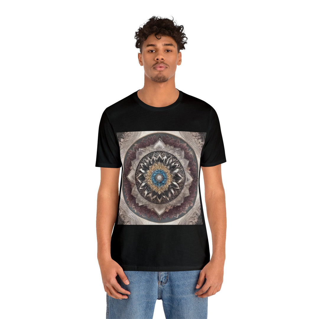 Mandala Geometric Intricacy - Unisex Jersey Short Sleeve Tee - T-Shirt - g(0D·IO) - Black - S -