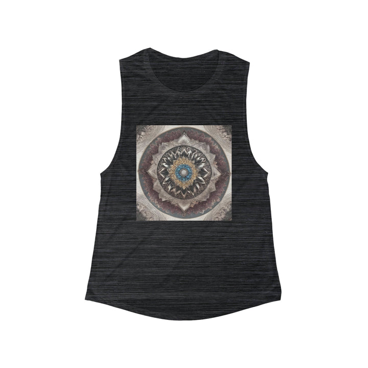 Mandala Geometric Intricacy - Women's Flowy Scoop Muscle Tank - Tank Top - g(0D·IO) - S - Black Slub -