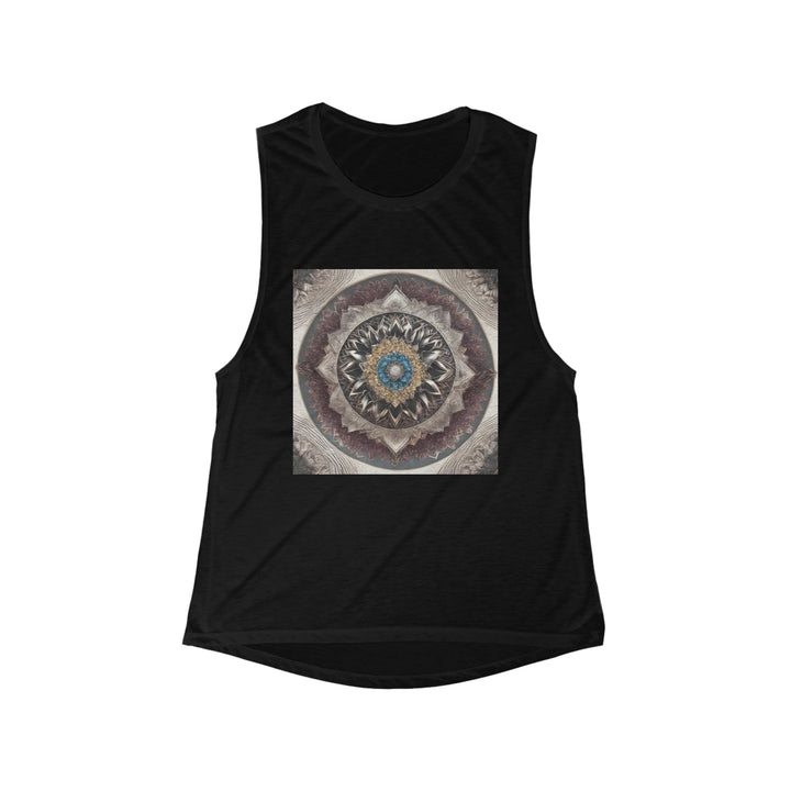 Mandala Geometric Intricacy - Women's Flowy Scoop Muscle Tank - Tank Top - g(0D·IO) - S - Black -