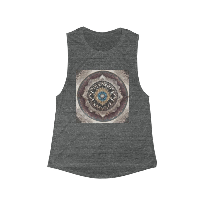 Mandala Geometric Intricacy - Women's Flowy Scoop Muscle Tank - Tank Top - g(0D·IO) - S - Asphalt Slub -