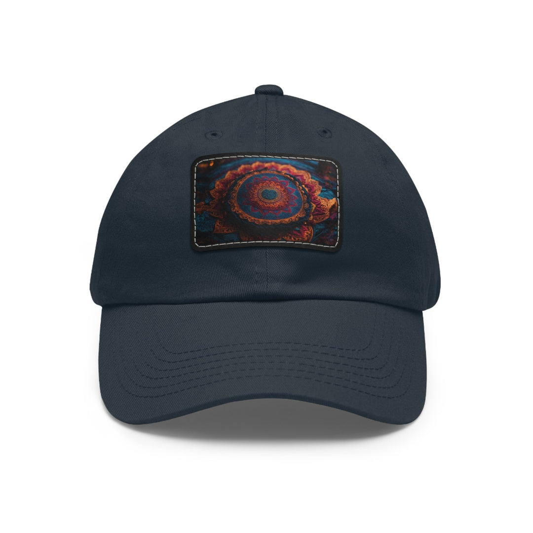 Mandala Intricate Tapestry - Dad Hat - Hats - g(0D·IO) - Navy / Black patch - Rectangle - One size