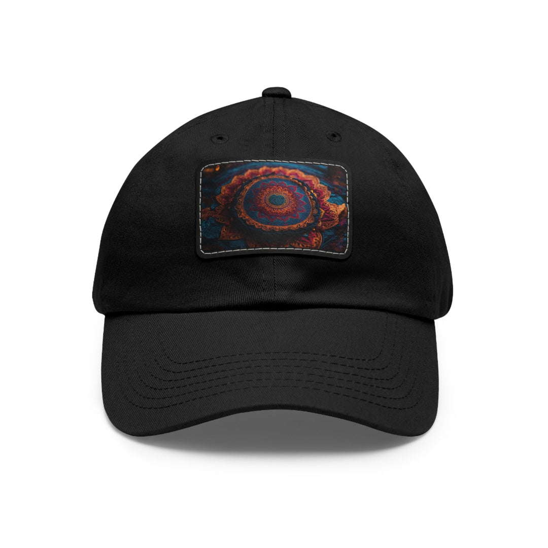 Mandala Intricate Tapestry - Dad Hat - Hats - g(0D·IO) - Black / Black patch - Rectangle - One size