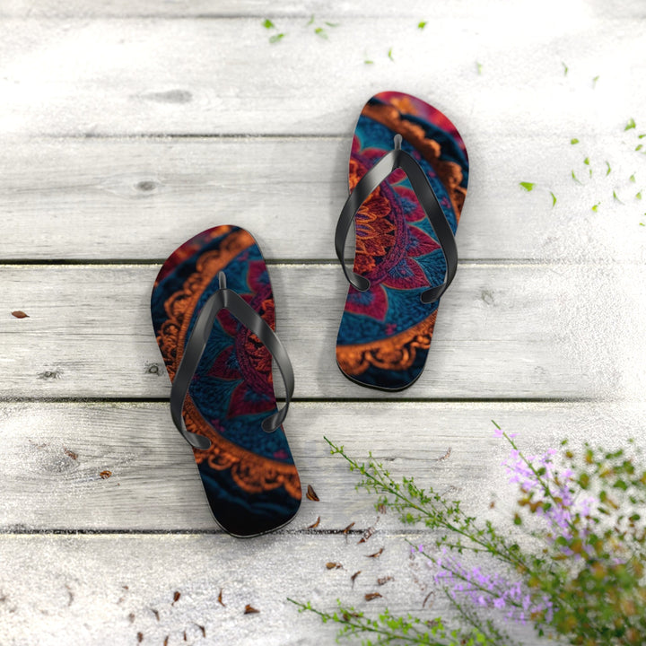 Mandala Intricate Tapestry - Flip Flops - Shoes - g(0D·IO) - XL - Black sole -
