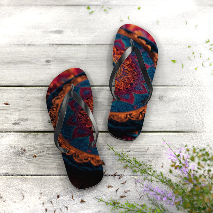 Mandala Intricate Tapestry - Flip Flops - Shoes - g(0D·IO) - XL - Black sole -