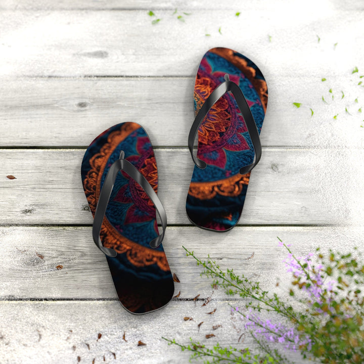 Mandala Intricate Tapestry - Flip Flops - Shoes - g(0D·IO) - XL - Black sole -