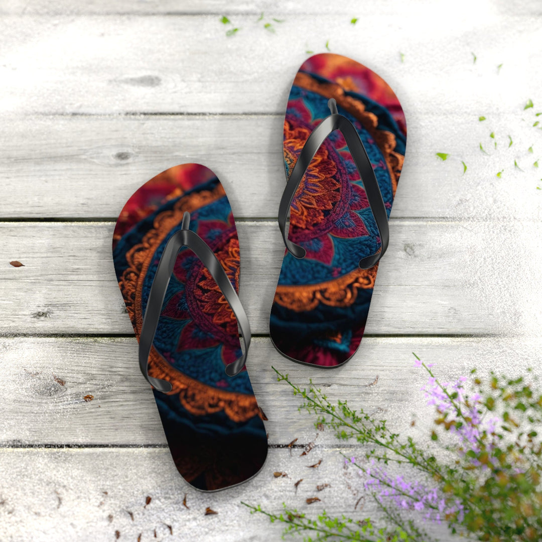 Mandala Intricate Tapestry - Flip Flops - Shoes - g(0D·IO) - XL - Black sole -